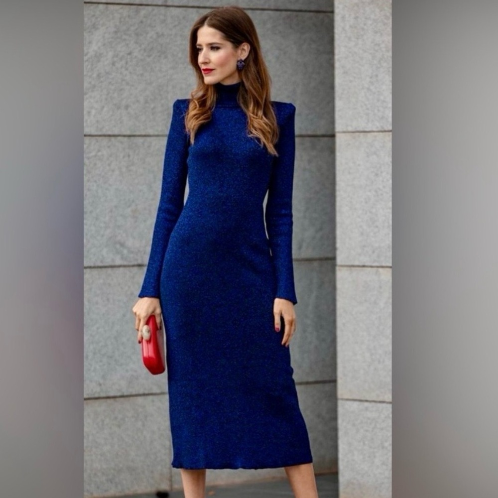 Zara Royal Blue Long-Sleeve Bodycon Dress
